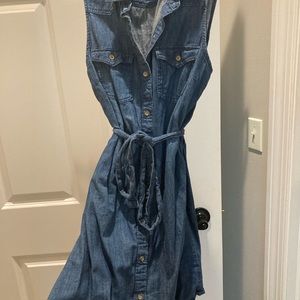 Sleeveless Jean Button Up Dress